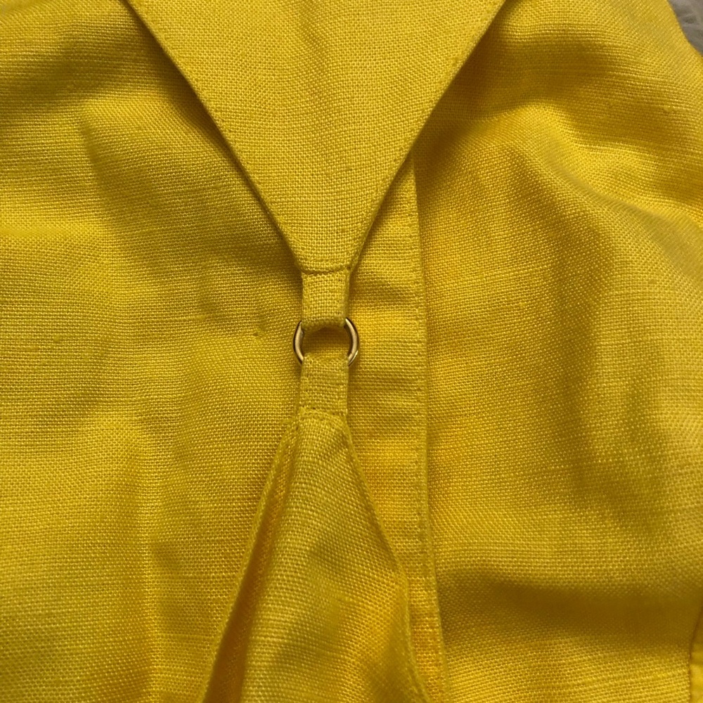 Geary Roark Kamisato Linen Blend Racerback Yellow Sleeveless Button Down Dress 8 - Picture 8 of 13